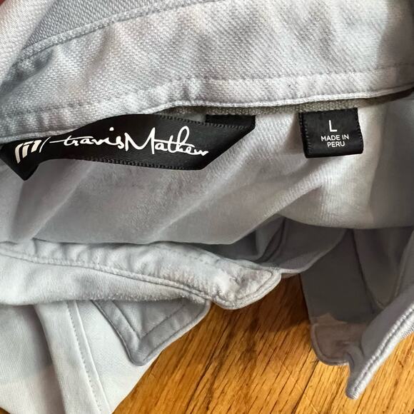 Travis Mathew Polo Shirt Mens Large Stripe Golf Gray * - Picture 7 of 8